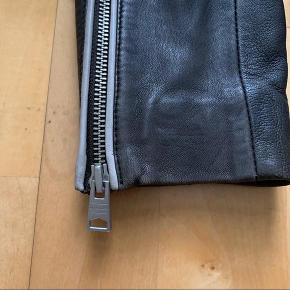 All Saints Bixer Lamb Leather Piped Biker Jacket - Picture 5 of 9